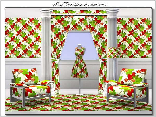 Sims 3 — Leaf Transition_marcorse by marcorse — Themed pattern: leaves in transition from summer green to winter brown.