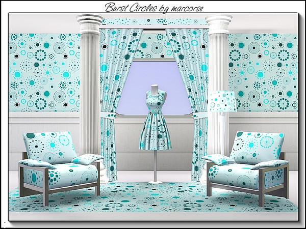 Sims 3 — Burst Circles_marcorse by marcorse — Geometric pattern: firework style burst circles in teal and aqua