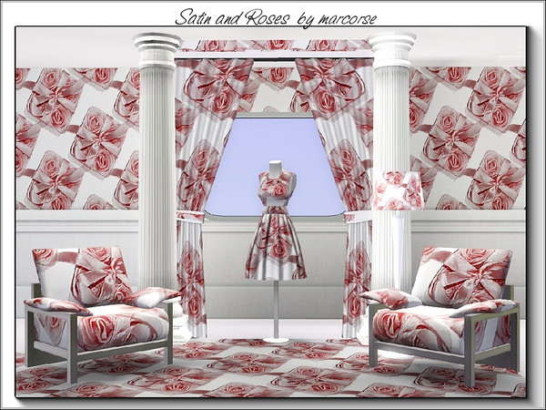 Sims 3 — Satin and  Roses_marcorse by marcorse — Fabric pattern: beautifully boxed pale pink roses, tied with satin