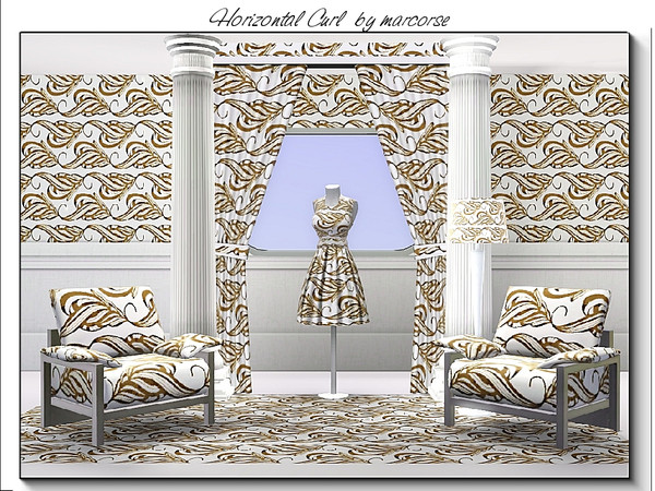 Sims 3 — Horizontal Curl_marcorse by marcorse — Abstract pattern: stylised curl shape in a horizontal design in brown