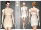 Sims 4 — Little Lace Dress 05 by Pollen_D — Silken little dress with puff sleeve for ladies. Decorated with lace.