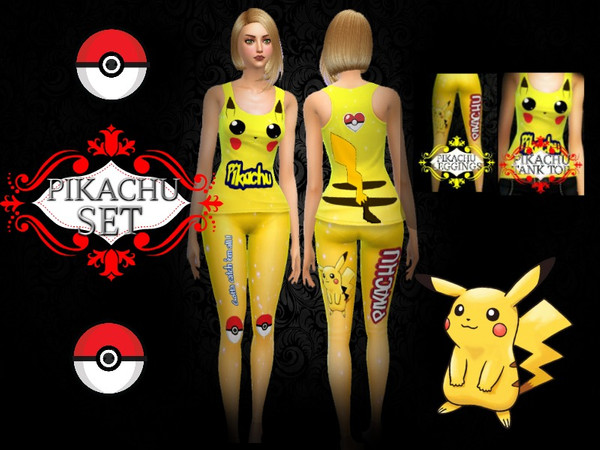 Sims 4 — [Elphine] Pikachu Set  by Elphine — PIKACHU SET Female Only Teen to Elder Customized Thumbnails Set includes
