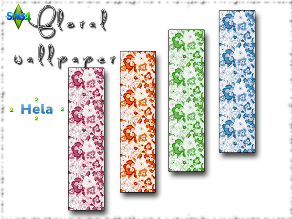 Sims 4 — Floral wallpaper pink by Hela22222 — floral wallpaper pink for the sims 4