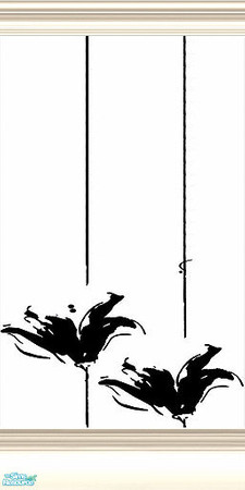 Sims 2 — LEATHER Black Flower on White Wall by simtomatic — No installation required - just drop the file in your