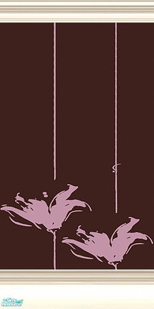 Sims 2 — LEATHER Pink Flower on Chocolate Wall by simtomatic — Pink flower on a chocolate background with a nice white