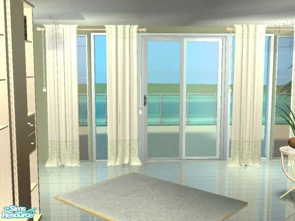 Sims 2 — Supreme Living - Drapes by MysticVelvet — Cream coloured drapes with green floral borders. Sorry not sure where