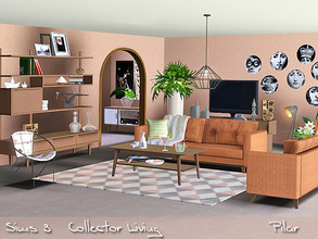 Sims 3 — Collector Living by Pilar — Mix of styles, current furniture, a vintage note and an exotic touch