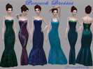Sims 4 — Peacock Long Dresses by Persephaney — Five long dresses with velvety texture and Peacock designs for your female