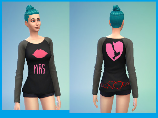 Sims 4 — Female Mrs Couple Sweater by CuppySyrup — Sims 4 , female Couple Hoodie ''Mrs'' -Sims 4 -CAS Standalone -Works