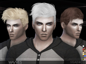 Sims 4 — Stealthic - Wavves (Male Hair) by Stealthic — -Small transparency issues -Compatible with hats -18 Colors -All