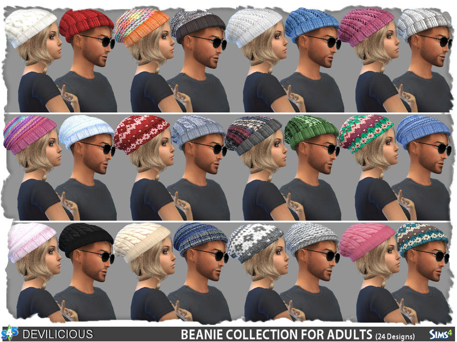 Sims 4 - Beanie Collection Adult 26 - Kids 24 by Devilicious - NEEDS: GET T...