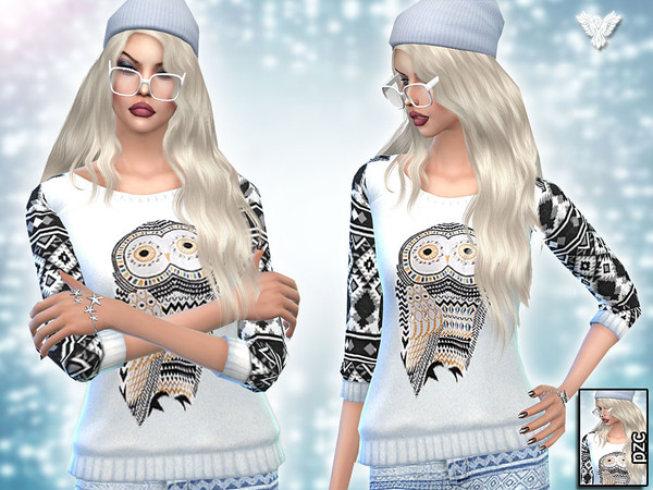 Sims 4 — Owl Winter Sweater by Pinkzombiecupcakes — A super cute owl sweater for your female sim:),perfect for the winter