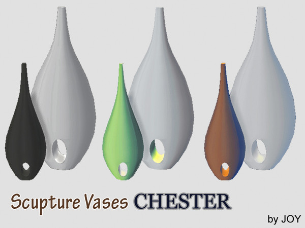 Sims 4 — Living Chester - Sculpture Vases by Joy6 — Decorative sculpture for interior Color options : 3