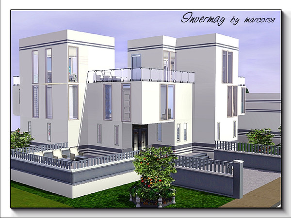 Sims 3 — Invermay_marcorse by marcorse —  Invermay: white 3-storey, modern residence with 5 bedrooms and 6 bathrooms