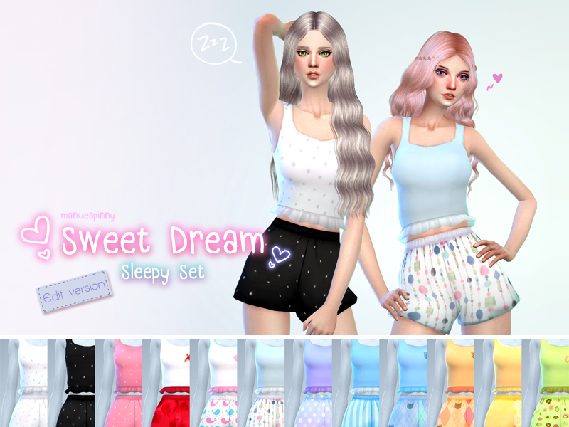 Sims 4 — manueaPinny - Sweet dream set by nueajaa — Sweet dream set (Tops and bottoms) - Teen to elder - 12 Colors for
