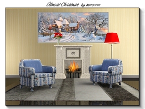 Sims 3 — Almost Christmas_marcorse by marcorse — Greeting card painting of a country church at Christmas. Mesh created by
