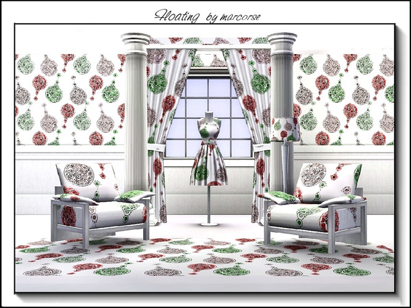 Sims 3 — Floating_marcorse by marcorse — Themed pattern : floating Christmas tree ornaments in red and green