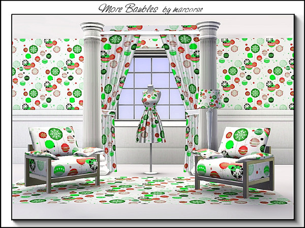Sims 3 — More Baubles_marcorse by marcorse — Themed pattern: Christmas tree baubles with snowflake and dot trim