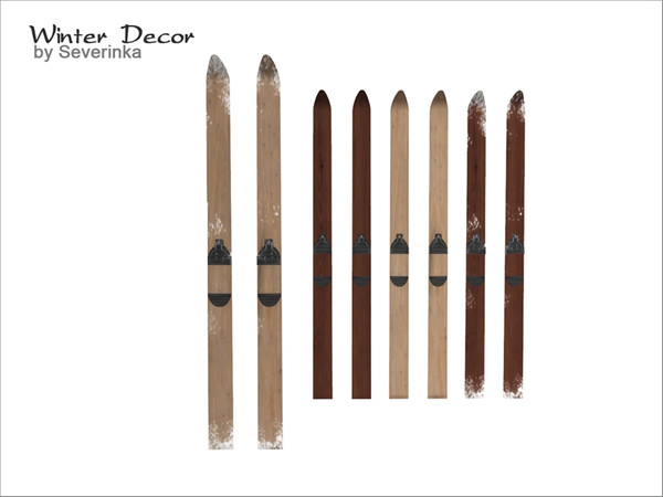 Sims 4 — [WinterDecor] Wooden Ski Standing01 by Severinka_ — Wooden Ski Standing 4 colors