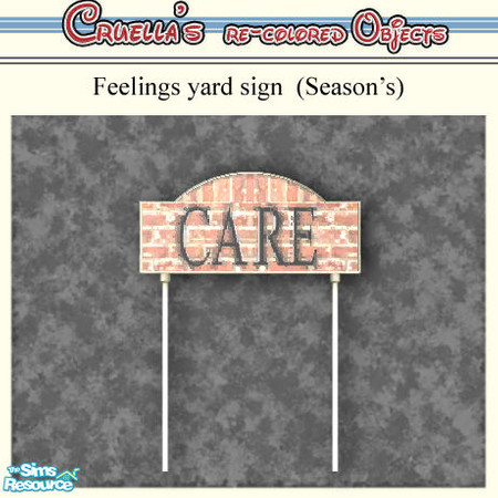 Sims 2 — am_feelingsign_care by Cruella — Pass the feeling "CARE" adobe brick yard sign. Display more than one