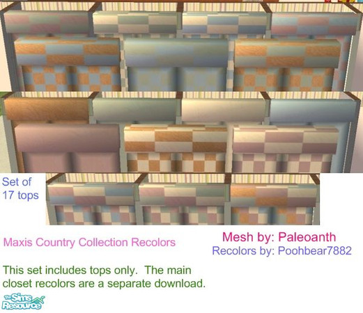 Sims 2 — Closet Recolor - Country - Tops by poohbear7882 — This set includes 17 recolors of Paleoanth's Closet with no