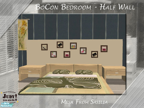 Sims 2 — Judy_BoCon Bedroom - Half Wall by judyhugsnoopy — Recolor of Sasilia MahJongg Bedroom Set. Please download the