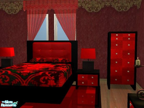 Sims 2 — Romantica Bedroom - tall dresser by MysticVelvet — tall wardrobe in red and black.