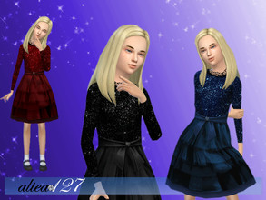 Sims 4 —  Bright Night child by altea127 — silky shiny dress for parties and Holidays to beautify for your little sim 