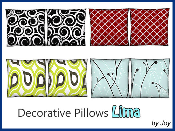 Sims 4 —  Decorative pillows LIMA by Joy6 — Decorative pillows for the bed Color options : 4