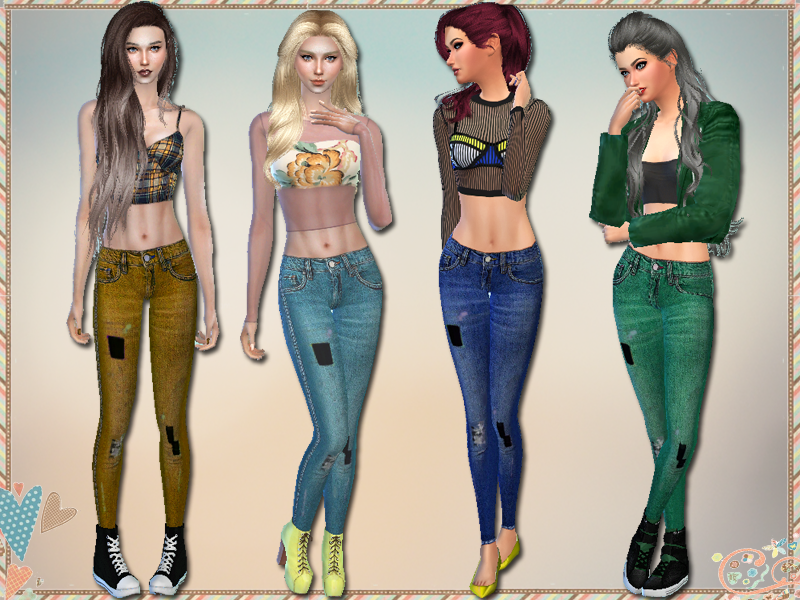 The Sims Resource - Distressed Skinny Jeans