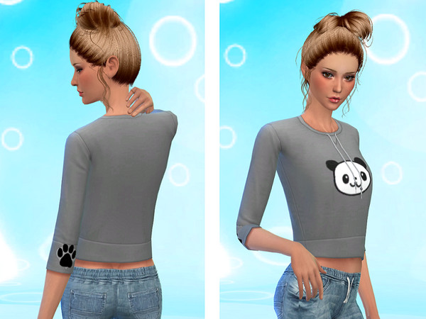 Sims 4 — JR Panda Sweatshirt by jose_ruiz — It required The sims 4 Get to work. Please do not re-upload.