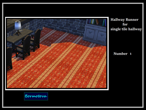 Sims 4 — Antique Axminster Hallway Runner 1 Tile by abormotova2 — The set includes two hallway runners and a matching