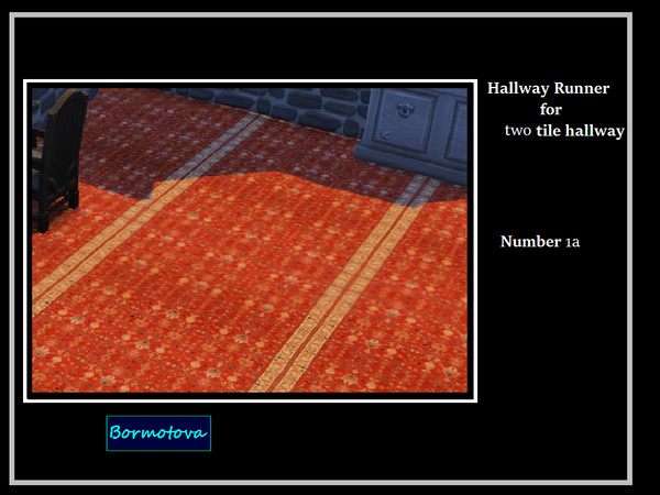 Sims 4 — Antique Axminster Hallway Runner 2 Tile by abormotova2 — The set includes two hallway runners and a matching