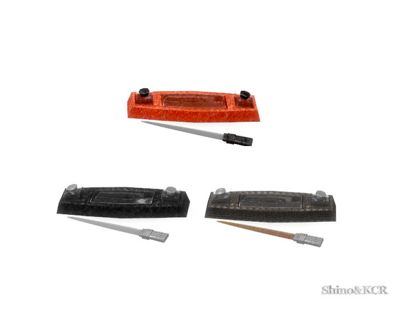 Sims 4 — Art Deco Office - Deskset by ShinoKCR — Handcrafted Leather Piece, with Glass Inlay and 2 Glasses for Inc