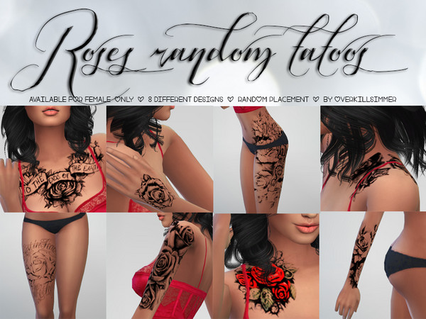 Sims 4 — Random Roses Tattoos by Overkill_Simmer — for more downloads or suggestions, please visit