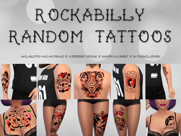 Sims 4 — Rockabilly Random Tattoos by Overkill_Simmer — For more downloads or suggestions, please visit