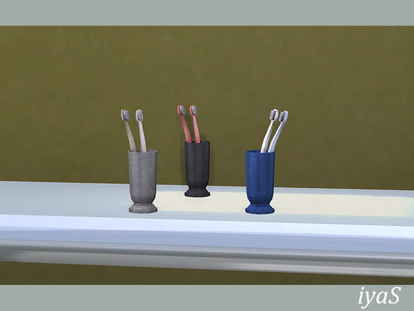 Sims 4 — Toothbrush Holder by soloriya — Elegant toothbrush holder with a couple of toothbrushes. Part of BELLE set.