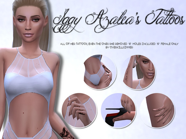 Sims 4 — Iggy Azalea's tats and moles by Overkill_Simmer — For more downloads or suggestions, please visit