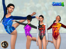Sims 4 — Performance Gymnastics Leotard - Flame by Cuaatje — Performance gymnastics leotard, shiny, high waist, flame