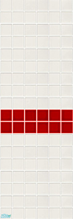 Sims 2 — Cherries Jubilee White and Red Tile Wall by TSR Archive — White tile wall with a stripe of red to help it