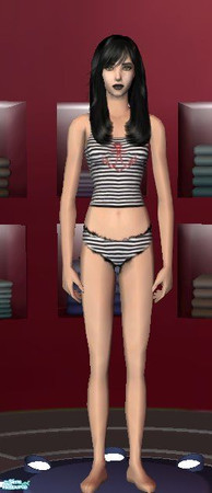 Sims 2 — Female Gothic set - Striped Pj's by kollens — striped pj's with an anchor on the front.