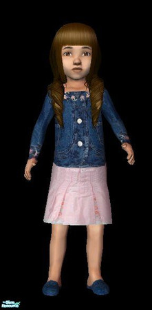 Sims 2 — Cute as can be - Fall outfit by kollens — An embroidered jacket and cute floral pink skirt