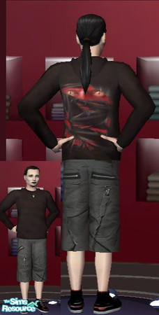 Sims 2 — More Gothic Male - Lurking demon by kollens — a scary demon lurks from behind in this hooded outfit.