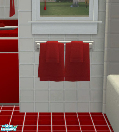 Sims 2 — Cherries Jubilee Full sized red towels by TSR Archive — Bright red bathtowels to brighten up the bathroom. Part