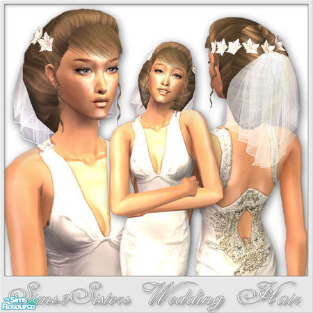 Sims 2 — S2S WeddingHair - Brown by sims2sisters — Available for Young Adult, Adult and Elder