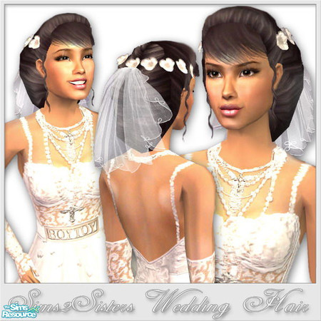 Sims 2 — S2S WeddingHair - Black by sims2sisters — Available for Young Adult, Adult and Elder