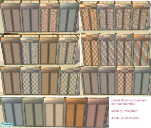 Sims 2 — Closet Recolor Superset - Country by poohbear7882 — Maxis Country Set colors were used for this Superset. There
