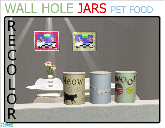 Sims 2 — Wall Hole Jars - Pet food by linegud — A set of recolors of the jars from my wall hole knick knack set. Use it