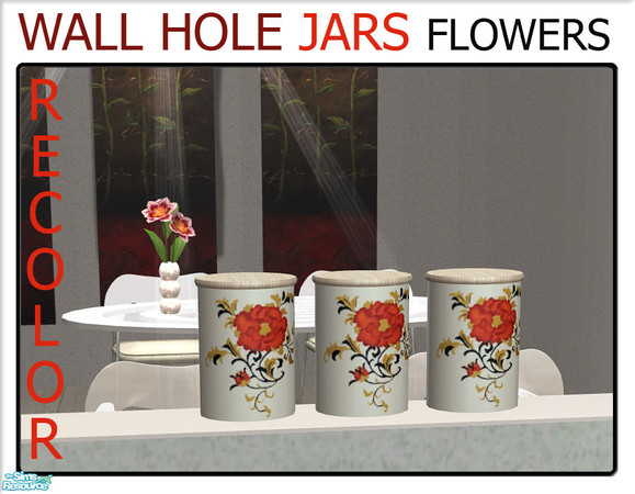 Sims 2 — Wall Hole Jars - Flower by linegud — A set of recolors of the jars from my wall hole knick knack set. Use it on