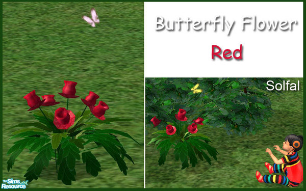 Sims 2 — Butterfly Garden Flower Red by solfal — Do you love the butterflies! You can have them in the garden all the